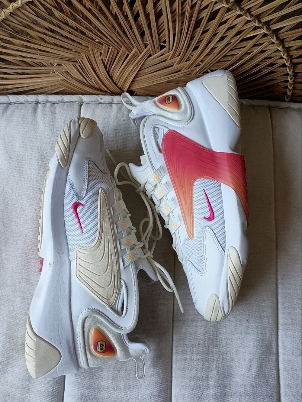 Nike Women's White Sneakers with Orange Accent_9